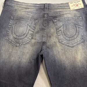 True Religion Men 42 Devin Stretch DARK WASH DISTRESSED NWOT STRAIGHT JEANS